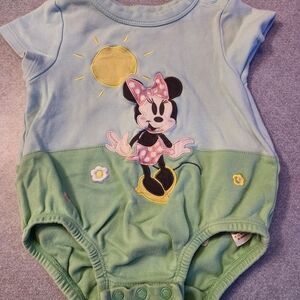 Disney Minnie Mouse Blue and Green Bodysuit